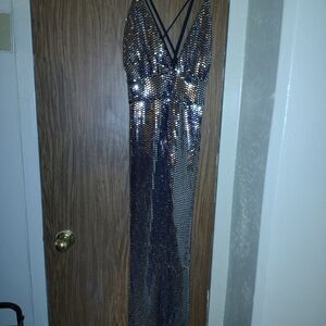 Silver Sequin Maxi Dress